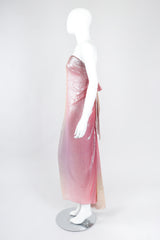 Recess Los Angeles Vintage Soo Yung Lee Iridescent Ombre Lamé Strapless Gown
