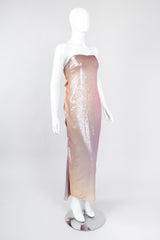 Recess Los Angeles Vintage Soo Yung Lee Iridescent Ombre Lamé Strapless Gown