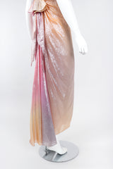 Recess Los Angeles Vintage Soo Yung Lee Iridescent Ombre Lamé Strapless Gown