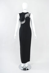 Recess Designer Consignment Vintage Sophie Sitbon Wave Cage Curved Ladder Cutout Peekaboo Sheath Dress Los Angeles Resale