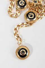 Vintage St John Triple-Strand Enamel Logo Chain Belt II charm fob at Recess Los Angeles