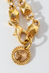 Vintage St. John Gold Faceted Diamond Rope Necklace SJ Charm detail