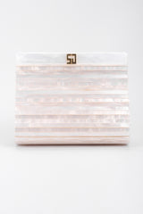 Recess Los Angeles Vintage St John Lucite Mother-of-Pearl Bridal Winter White Satin Clutch