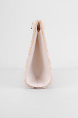 Recess Los Angeles Vintage St John Lucite Mother-of-Pearl Bridal Winter White Satin Clutch