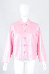 Recess Los Angeles Designer Consignment Resale Recycled Vintage St John Shrunken Pearlized Leather Car Coat