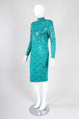 Recess Los Angeles Vintage St. John Metallic Waves Confetti Knit Sweater Dress