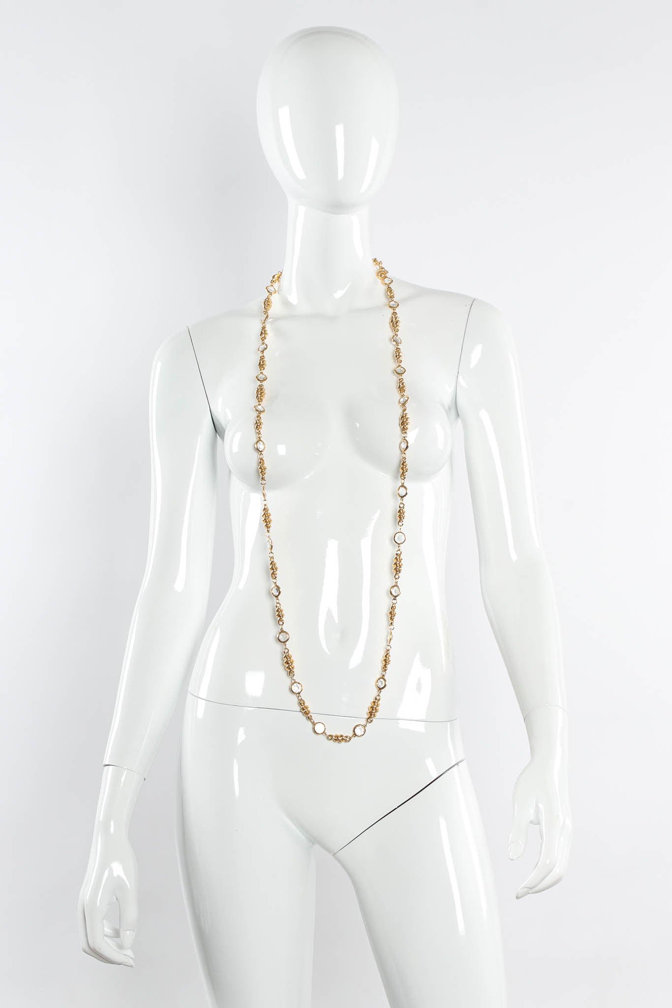  Vintage St. John Fusilli Twist Crystal Necklace mannequin elongated @ Recess Los Angeles