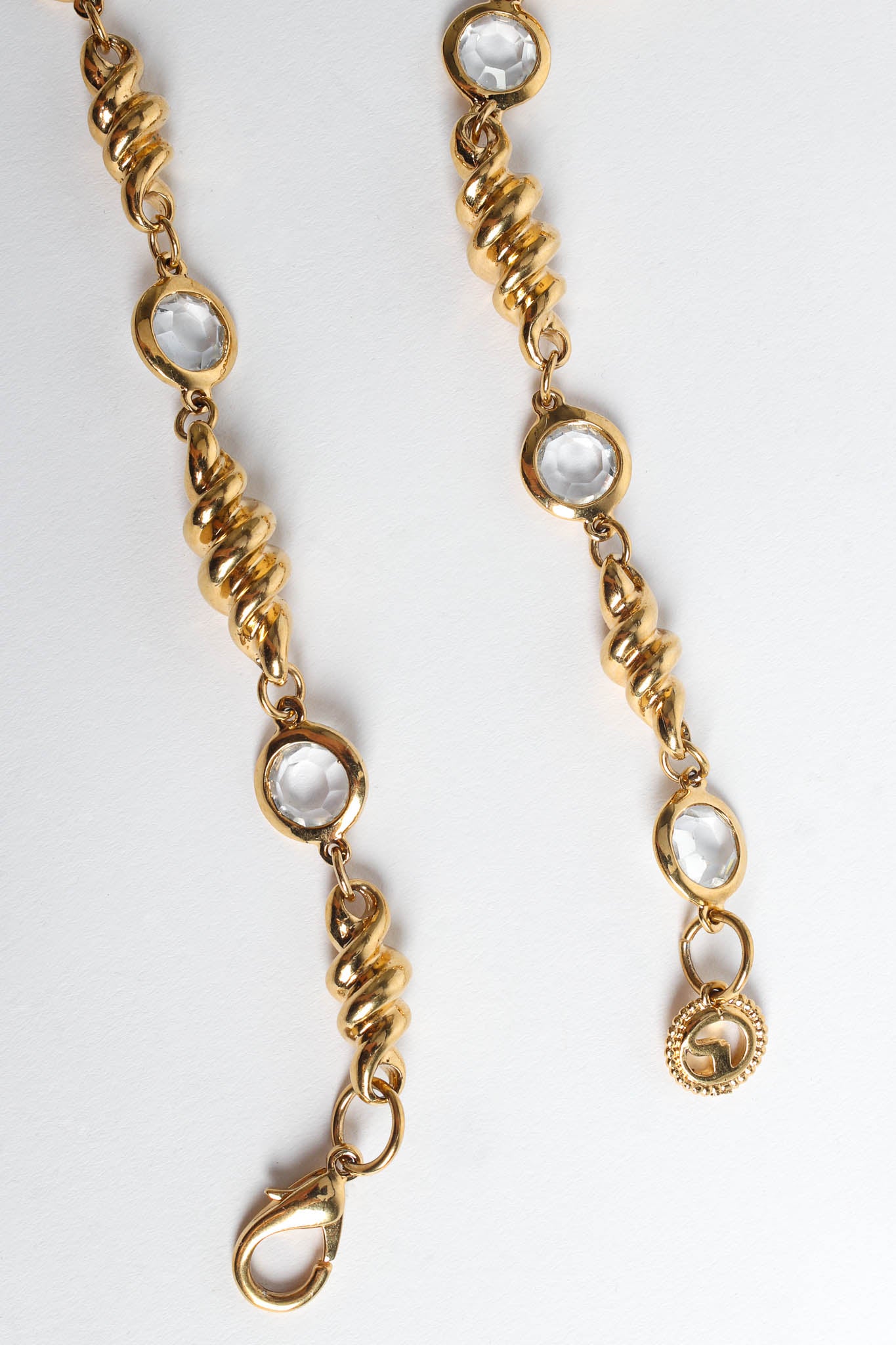  Vintage St. John Fusilli Twist Crystal Necklace clasp @ Recess Los Angeles