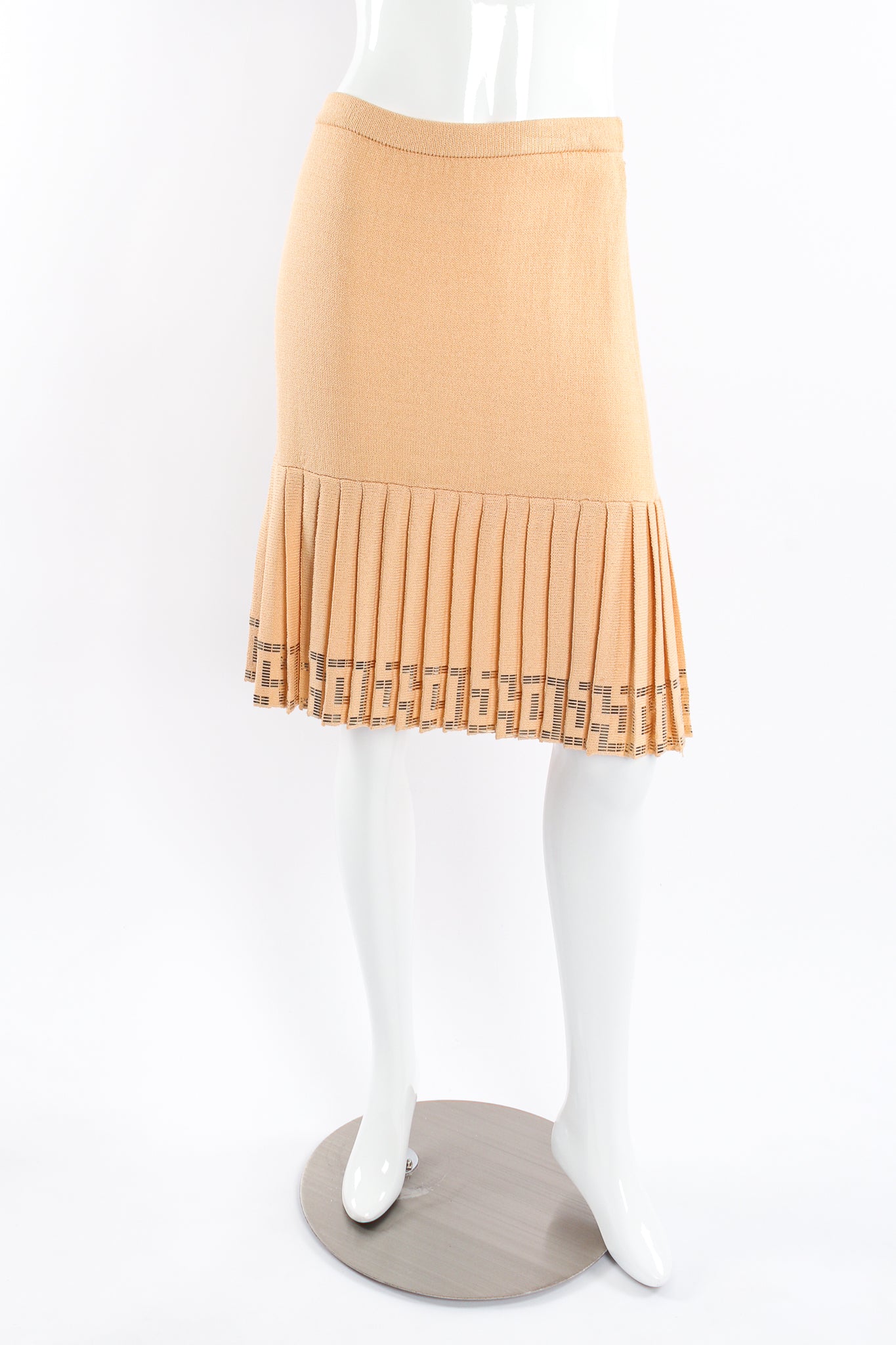 Vintage St. John Metallic Patterned Knit Skirt on mannequin at Recess Los Angeles