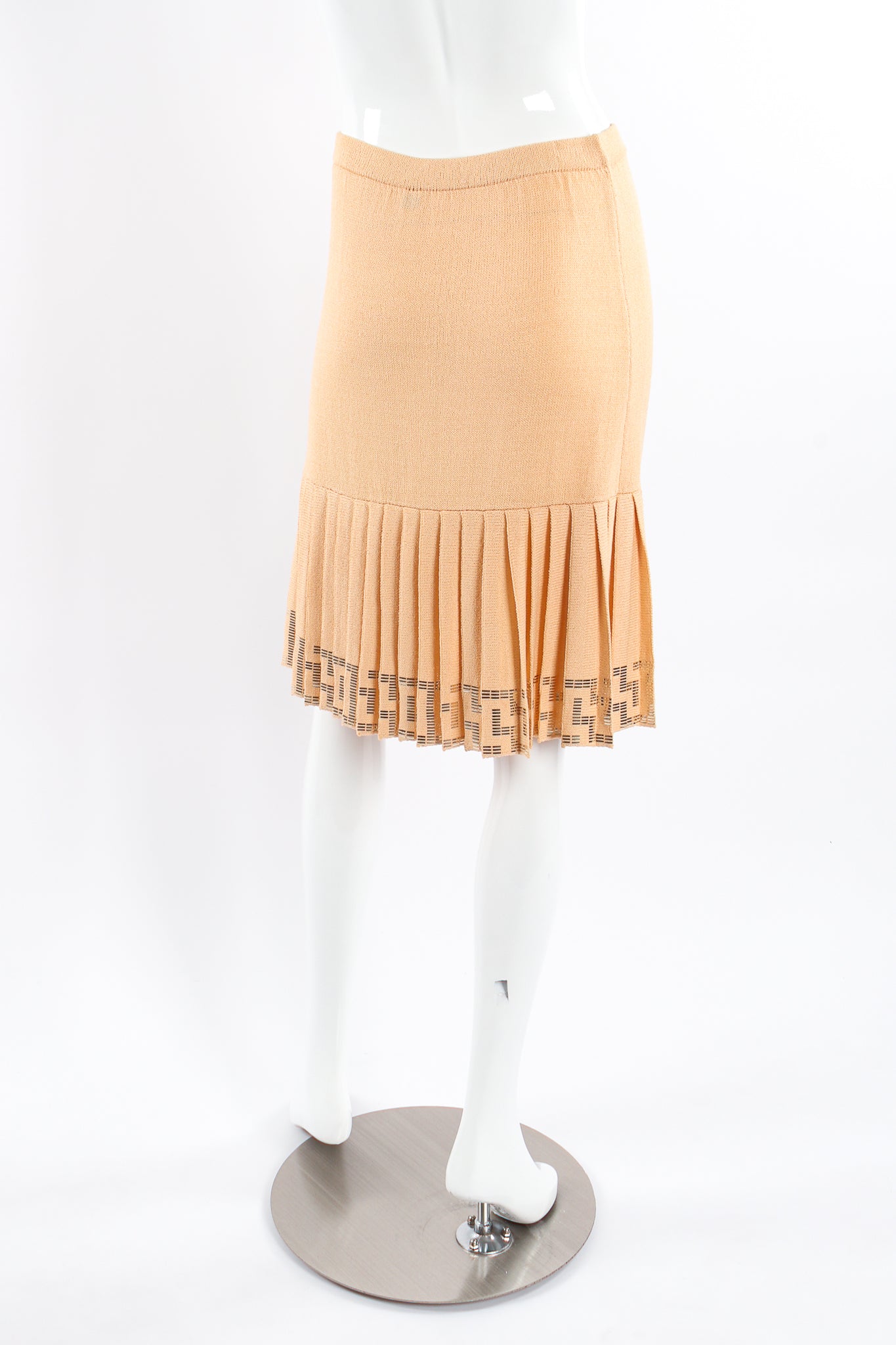Vintage St. John Metallic Patterned Knit Skirt on mannequin at Recess Los Angeles (back)