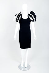 Vintage St. John for Neiman Marcus Ruffle Shoulder Cocktail Dress Front at Recess