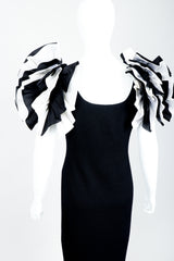 Vintage St. John for Neiman Marcus Ruffle Shoulder Cocktail Dress Back Crop at Recess