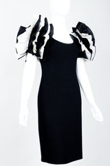 Vintage St. John for Neiman Marcus Ruffle Shoulder Cocktail Dress Front Angle Crop at Recess