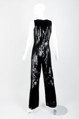St. John Black Liquid Sequin Jumpsuit on Mannequin back at Recess Los Angeles