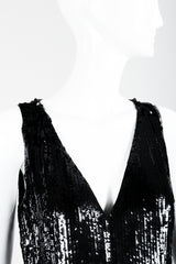 St. John Black Liquid Sequin Jumpsuit on Mannequin neckline at Recess Los Angeles