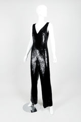 St. John Black Liquid Sequin Jumpsuit on Mannequin front angle at Recess Los Angeles