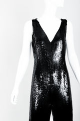 St. John Black Liquid Sequin Jumpsuit on Mannequin front crop at Recess Los Angeles