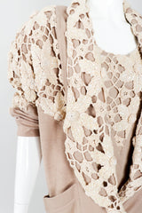 Vintage Lim's Glitter Sequin Crochet Lace Coat & Tank Set on Mannequin lapel detail at Recess