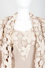 Vintage Lim's Glitter Sequin Crochet Lace Coat & Tank Set on Mannequin front lace at Recess