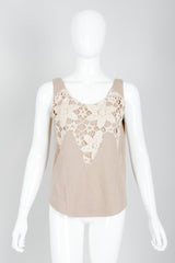 Vintage Lim's Glitter Sequin Crochet Lace Tank Set on Mannequin front at Recess