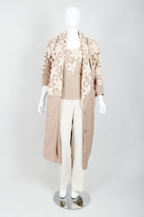 Vintage Lim's Glitter Sequin Crochet Lace Coat & Tank Set on Mannequin Open at Recess