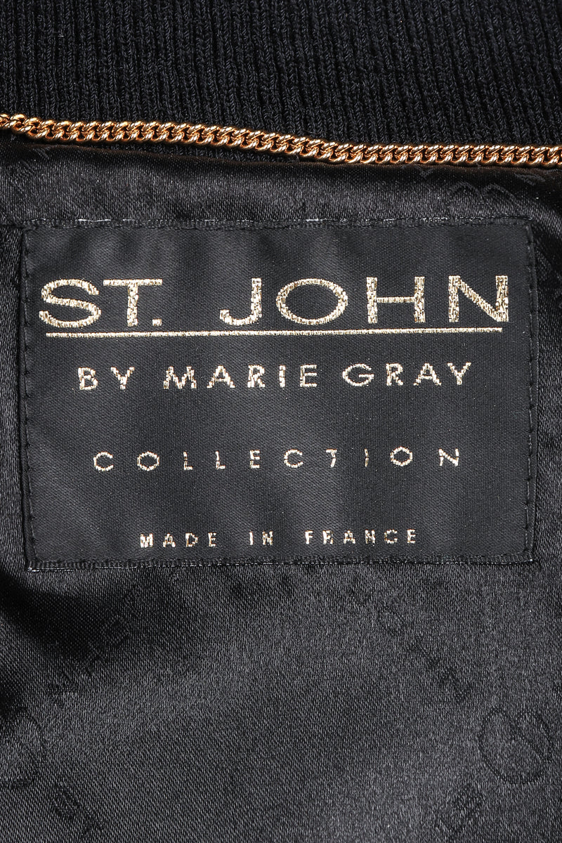 Recess Vintage St. John label on back lining fabric
