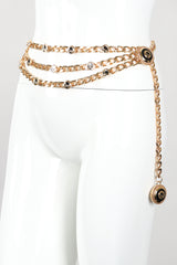 Recess Designer Consignment Vintage St John Triple-Strand Enamel Logo Chunky Curb Chain Belt Los Angeles Resale