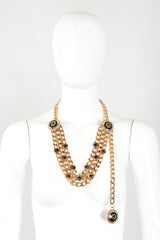 Recess Designer Consignment Vintage St John Triple-Strand Enamel Logo Chunky Curb Chain Belt Los Angeles Resale