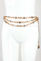 Recess Designer Consignment Vintage St John Triple-Strand Enamel Logo Chunky Curb Chain Belt Los Angeles Resale