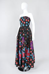 Recess Los Angeles Vintage Star of Siam Strapless Silk Applique Pop Art Gown