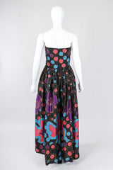 Recess Los Angeles Vintage Star of Siam Strapless Silk Applique Pop Art Gown
