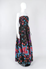 Recess Los Angeles Vintage Star of Siam Strapless Silk Applique Pop Art Gown