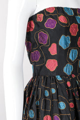 Recess Los Angeles Vintage Star of Siam Strapless Silk Applique Pop Art Gown