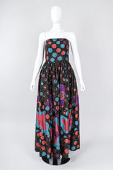 Recess Los Angeles Vintage Star of Siam Strapless Silk Applique Pop Art Gown