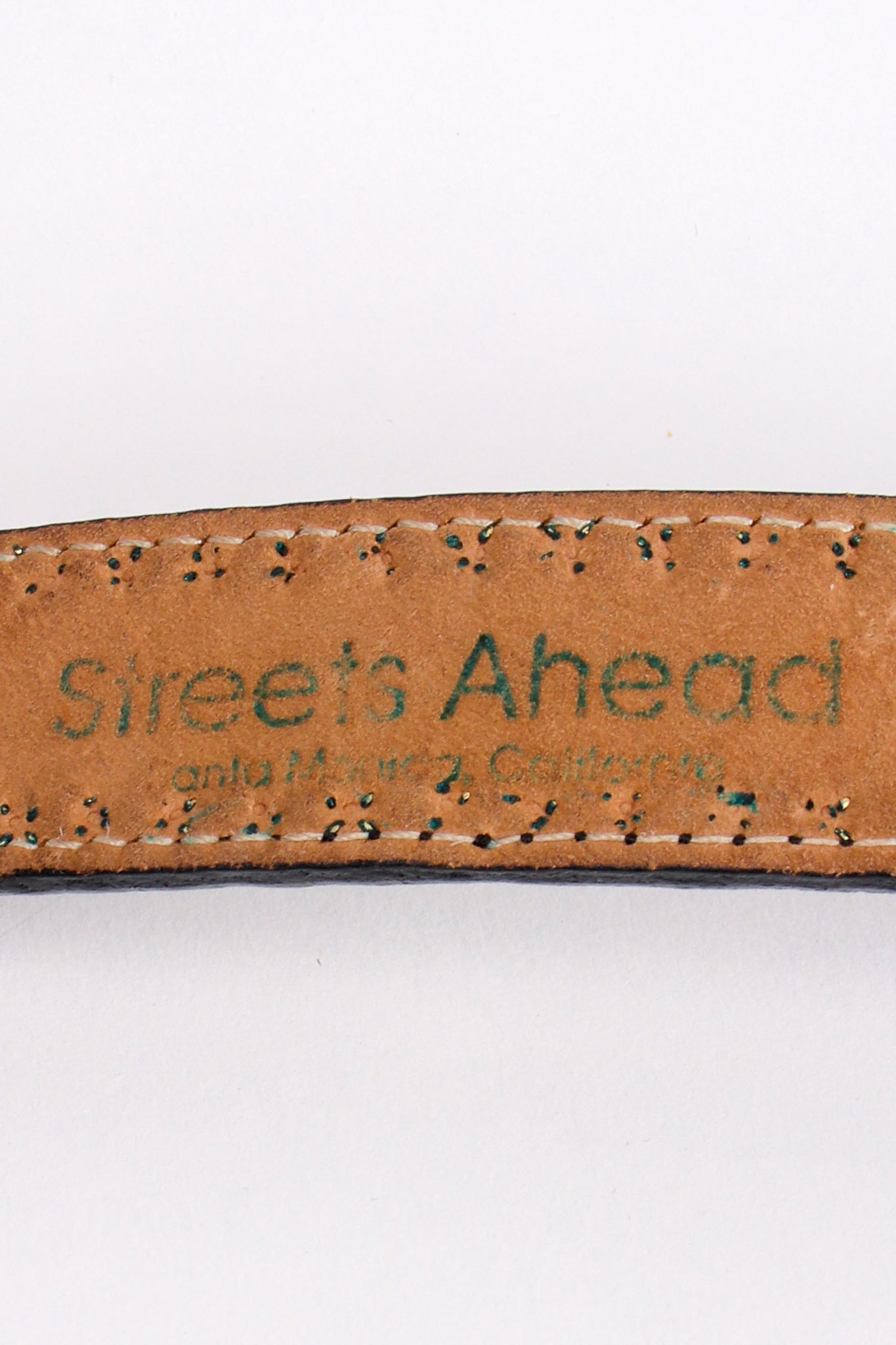 Vintage Streets Ahead Maltese Cross Leather Chain Belt stamp at Recess Los Angeles