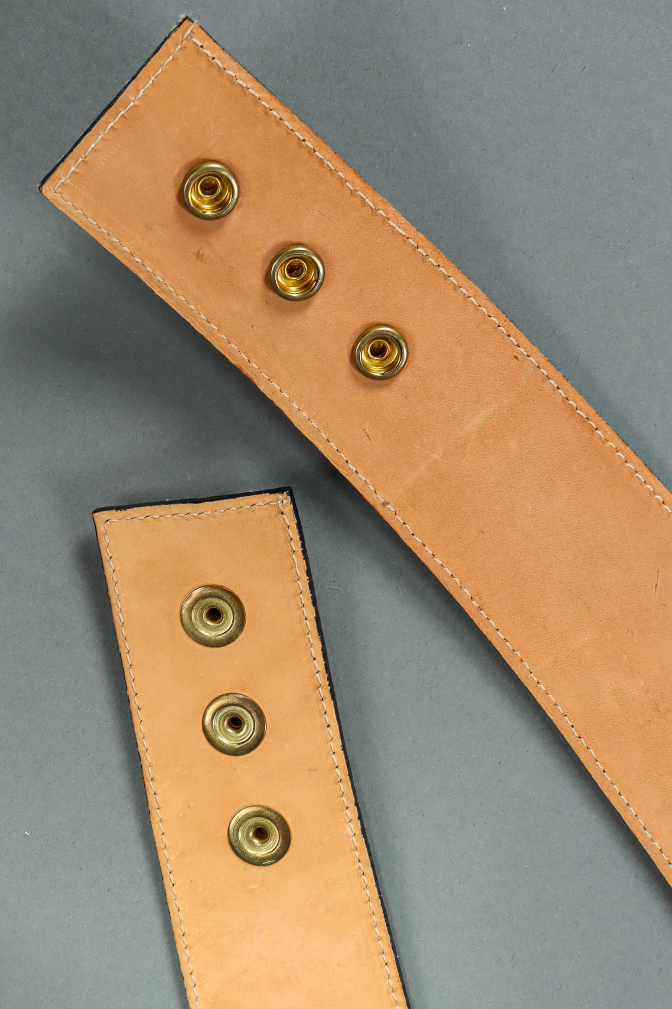 Vintage Streets Ahead Triple Strap Leather Snap Belt snap button reverse @ Recess Los Angeles