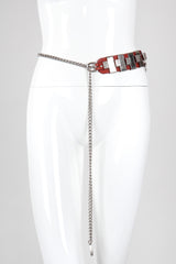 Recess Los Angeles Vintage Unsigned Leather Collar Harness Hardware Chain Belt