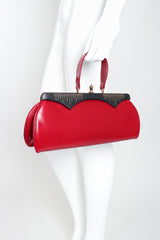 Recess Designer Consignment Vintage Style By Art Holzman Studded Red Leather Baguette Bag Los Angeles Resale