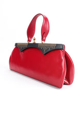 Recess Designer Consignment Vintage Style By Art Holzman Studded Red Leather Baguette Bag Los Angeles Resale