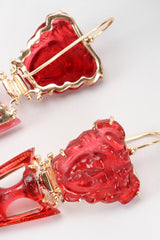 Recess Designer Consignment Vintage Tagliamonte Italy Frosted Glass Gold Medusa Drop Earrings Los Angeles Resale