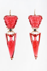 Recess Designer Consignment Vintage Tagliamonte Italy Frosted Glass Gold Medusa Drop Earrings Los Angeles Resale