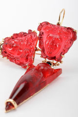 Recess Designer Consignment Vintage Tagliamonte Italy Frosted Glass Gold Medusa Drop Earrings Los Angeles Resale