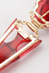 Recess Designer Consignment Vintage Tagliamonte Italy Frosted Glass Gold Medusa Drop Earrings Los Angeles Resale