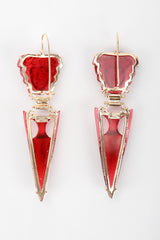 Recess Designer Consignment Vintage Tagliamonte Italy Frosted Glass Gold Medusa Drop Earrings Los Angeles Resale