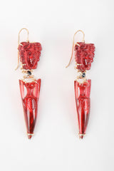 Recess Designer Consignment Vintage Tagliamonte Italy Frosted Glass Gold Medusa Drop Earrings Los Angeles Resale