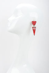 Recess Designer Consignment Vintage Tagliamonte Italy Frosted Glass Gold Medusa Drop Earrings Los Angeles Resale