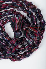 Vintage Talk Of The Walk Woven Leather Suede Silk Ribbon Jacket Braid Belt Detail