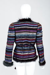 Vintage Talk Of The Walk Woven Leather Suede Silk Ribbon Jacket on Mannequin back at Recess