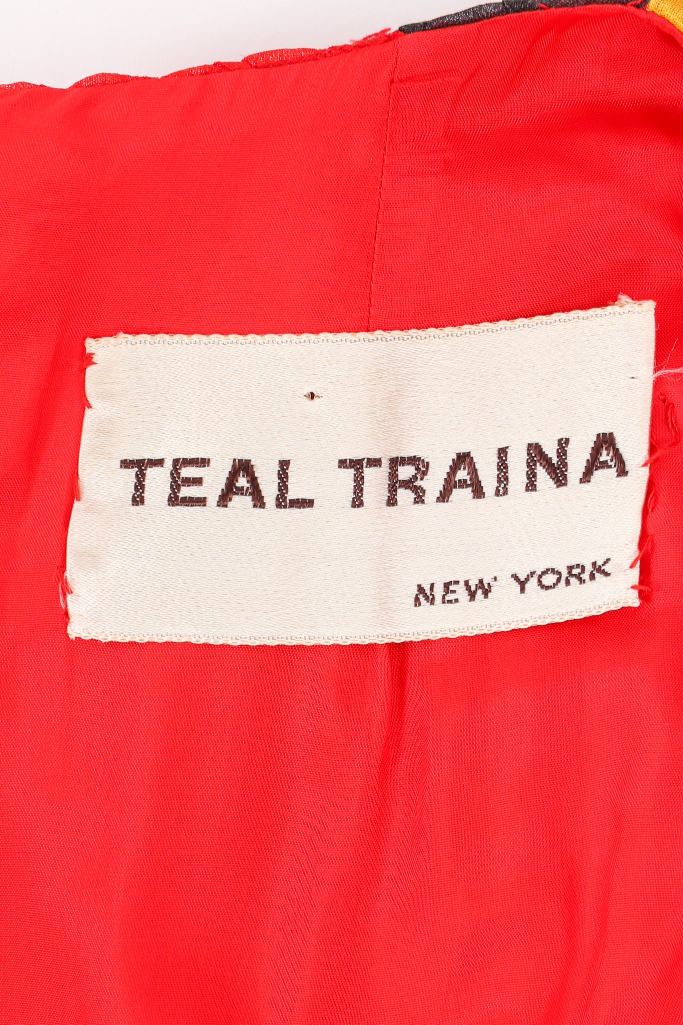 Vintage Teal Traina Silk Organza Watercolor Poppy Dress label at Recess Los Angeles