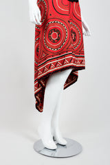 Vintage Teal Traina Geometric Print High Low Dress On Mannequin Skirt at Recess